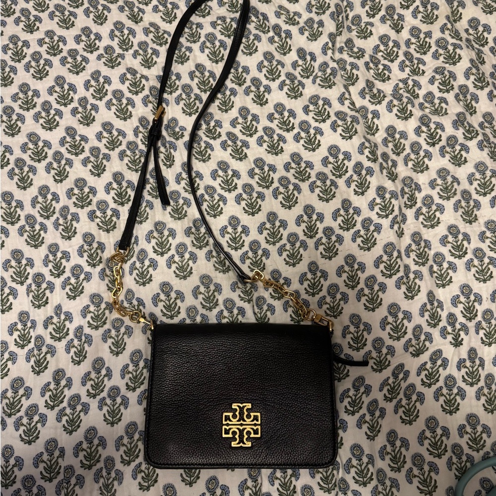 Tory Burch Black Crossbody Bag with Gold Emblem